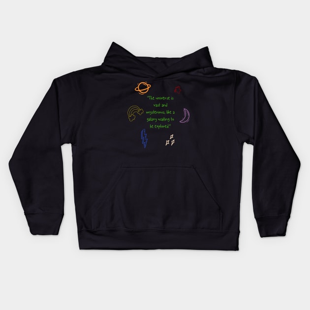 Galactic Quest: The Universe Exploration Kids Hoodie by neverland-gifts